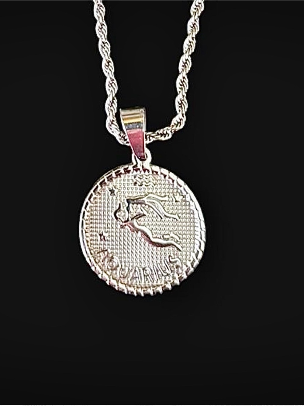 Silver Aquarius Zodiac Pendant Necklace - Women Jewelry